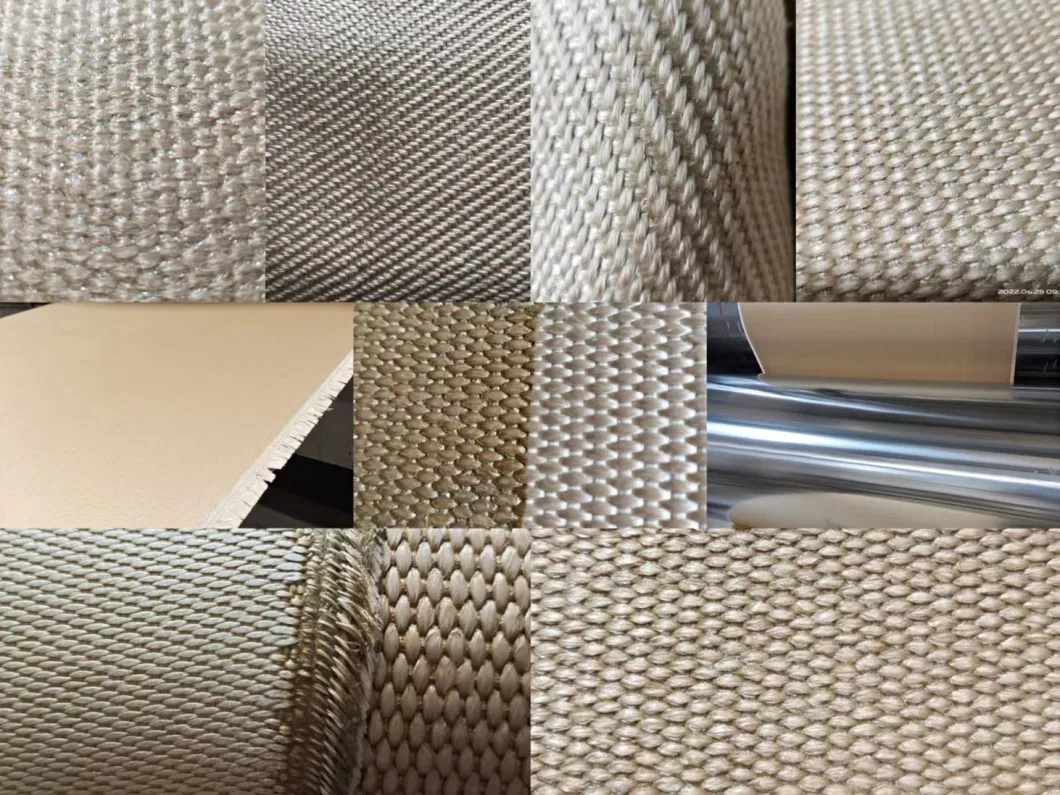 PTFE Silicone Rubber PU Vermiculite Graphite Acrylic Calcium Silicate Al-Foil Coated Fiberglass Silica Cloth Fabric Steel Wire Glass Fiber Cloth Fabric