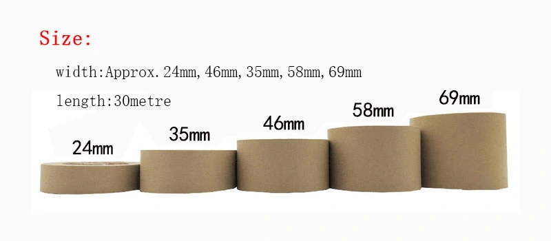 Custom Logo Printed Water Activated White Kraft Paper Fiber Reinforced Gummed Packing Tape