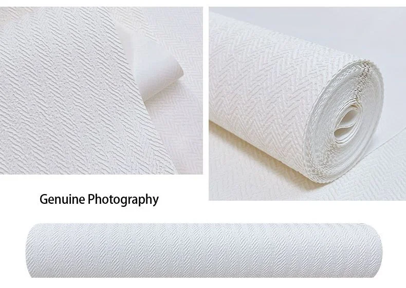 Fabric Grain Non-Woven Luxury White Textured Plain Vinyl Paintable Wallpaper