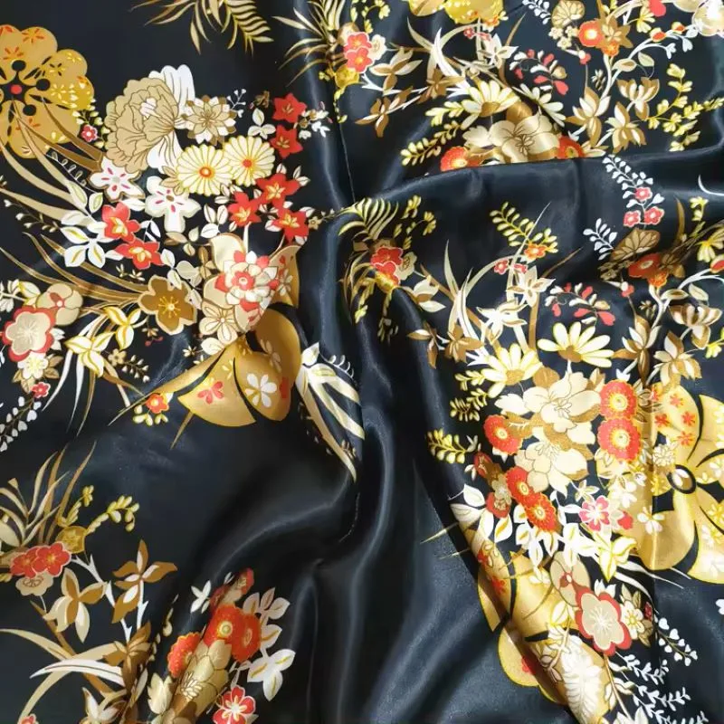 Factory Wholesale Polyester Silk Satin African Print Fabrics Free Sample Digital Printing Stretch Satin Fabric for Dress