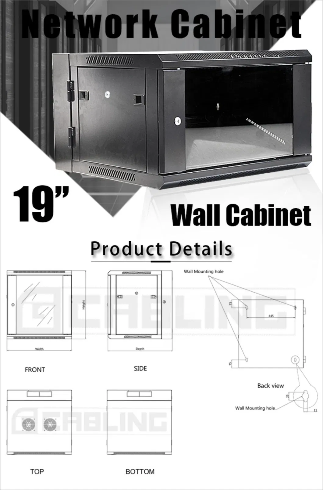 Gcabling 9u 19inch Network Cabinets 19&quot; DIY 450mm Depth Wall Mounted Rack Data Cabinet