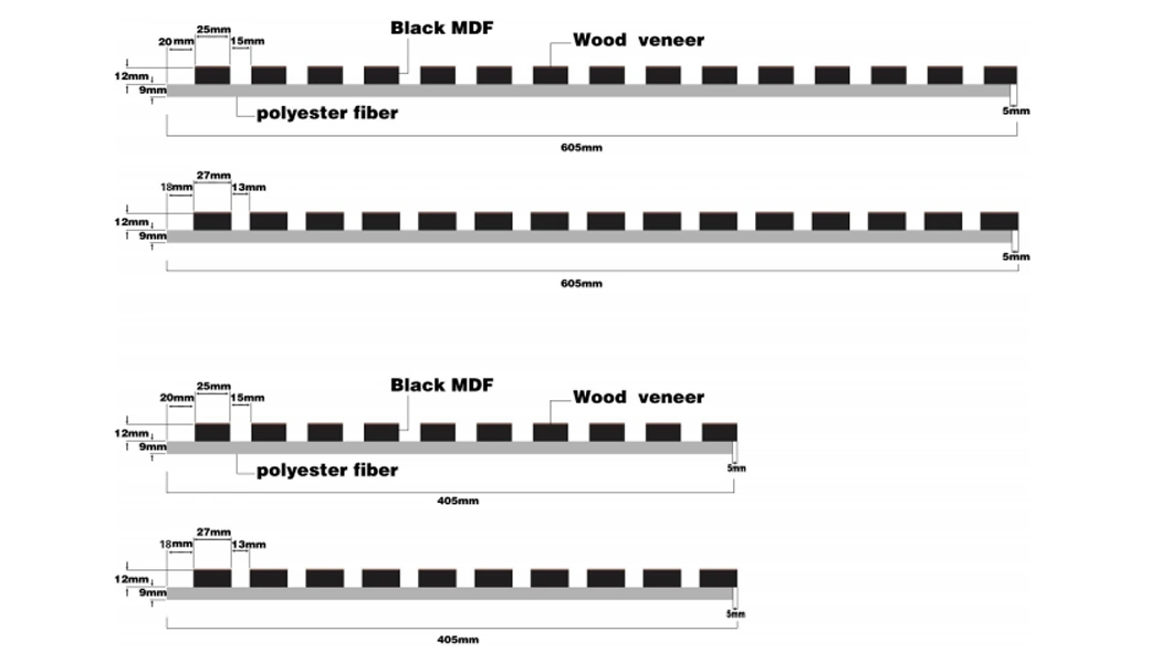 Wall Covering Veneer Wood Slat Pet MDF Acoustic Polyester Fiber Interior Soundproofing Ceiling Panel