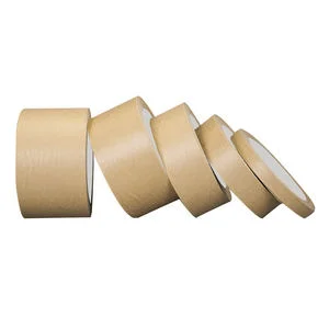 Water Activated Reinforced Fiberglass Carton Gummed Fabric Self Adhesive Custom Packing Brown White Gum Packaging Printed Central Fiber Branded Kraft Paper Tape