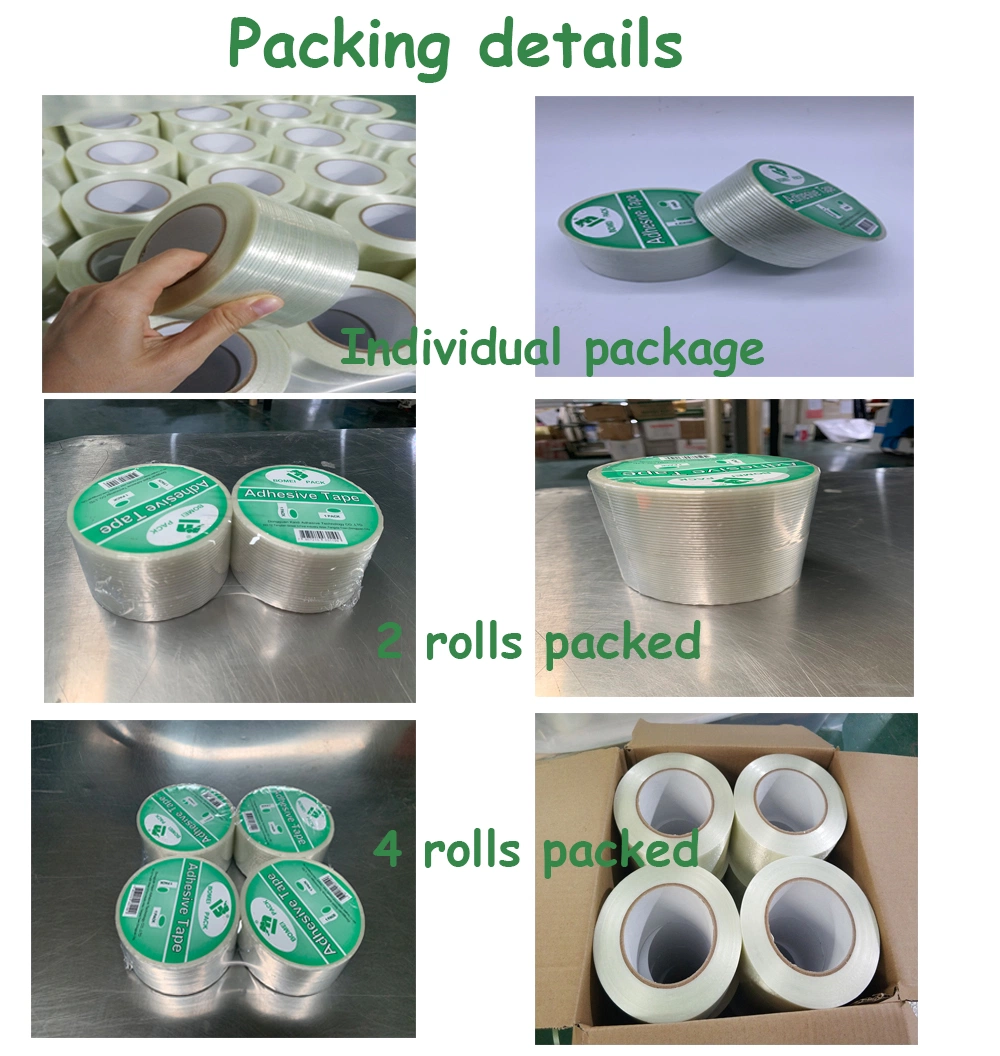 Factory Price Reinforced Fiberglass Filament Strapping Tape Self-Adhesive Sticky Tape for Heavy Duty Packing, Strapping, Bundling