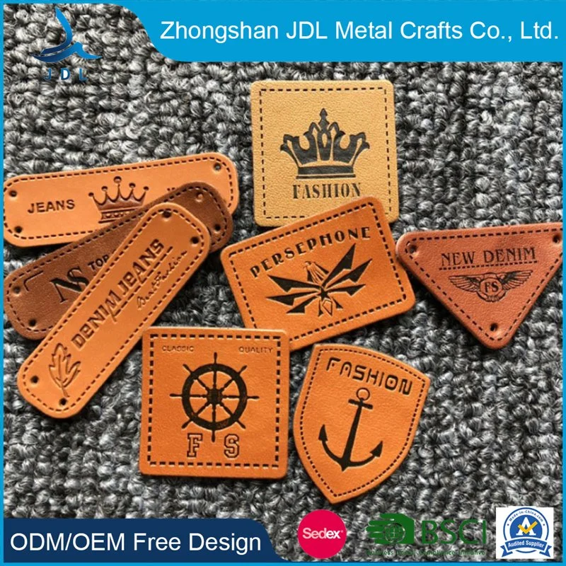 China Garment Accessories Apparel Embroidery Tag Fashion Promotion Custom Logo Leather PU Patch