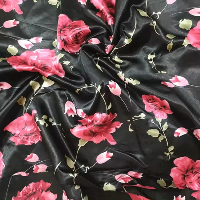 Factory Wholesale Polyester Silk Satin African Print Fabrics Free Sample Digital Printing Stretch Satin Fabric for Dress