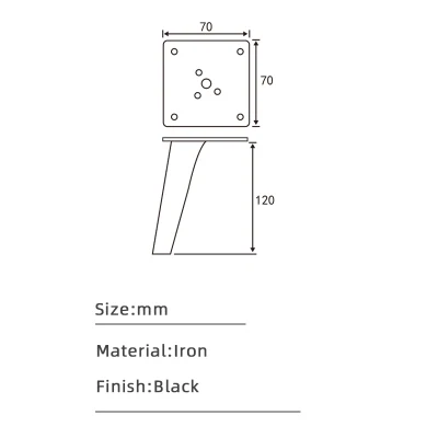  Metal Furniture 120mm Sofa Modern Leg Metal Black Iron Foot