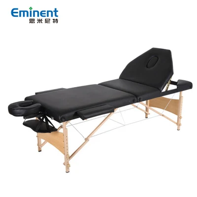 Hot Sale Adjustable Portable 3 Section Folding Massage Table for SPA