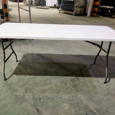  Factory Wholesale 6 Foot Banquet Event White One-Piece HDPE Tabletop Plastic Solid Non Folding Table