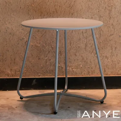 Outside Anti Rust Patio Furniture White Small Round Tea Coffee Table for Outdoor Leisure
