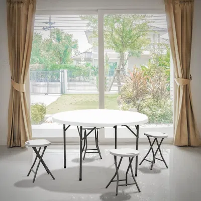 High Quality 80cm High Top Banquet Party Bistro White Plastic Round Bar Folding Cocktail Tables for Events