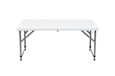  Commercial Height Adjustable Folding Utility Table, 4 Feet, White Granite