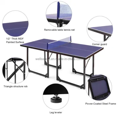  Hot Sale 12 mm Panel High Elasticity Folding &Movable Children Indoor Tennis Table for Kids Playing