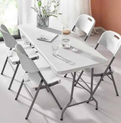 Hot Sale Indoor Outdoor Events Wedding Popular Rectangular White HDPE Plastic Folding Picnic Dining Table