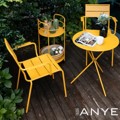  Indoor Small Kitchen Home Furniture European Style Metal Yellow Folding Round Dining Table