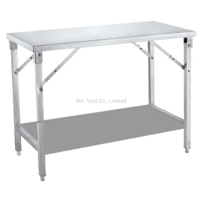  Stainless Steel Square Tube Foldable Work Table with Height Adjustable Leg for Transport