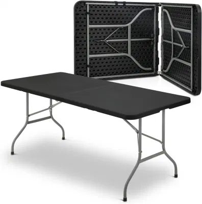  Custom Logo 6 FT Outdoor Picnic Black HDPE Plastic Folding Party Table