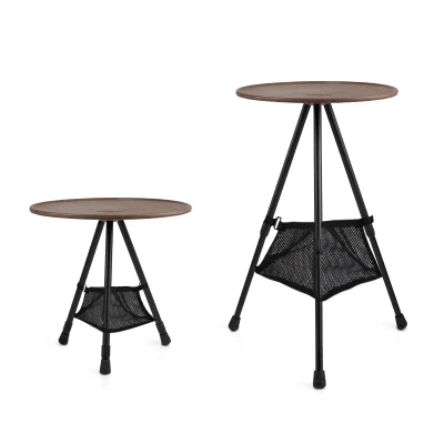 Outdoor Round Folding Table Aluminum Round Side Table Portable Collapsible Light Small Round Camping Table