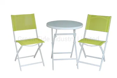 Outdoor Patio Garden Camping Furniture Textilene Folding Chair Table Bistro 3PCS Sets