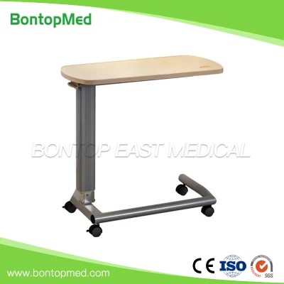 ABS Folding Height Adjustable Movable Computer Laptop Patient Overbed Food Dining Table with Gas-Spring for Hospital Use