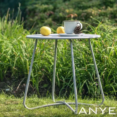 Outside Anti Rust Patio Furniture White Small Round Tea Coffee Table for Outdoor Leisure