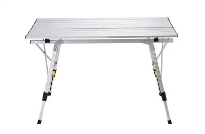  Aluminum Height Adjustable Folding Roll-up Portable Camping Table 3 FT Light Foldable Stainless