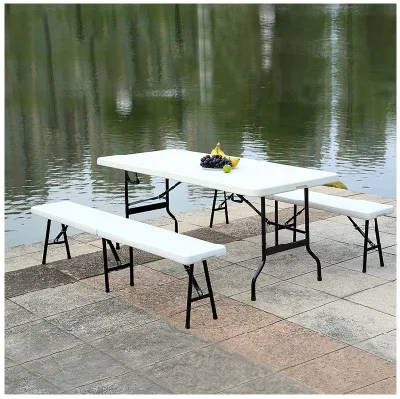 Outdoor 6 FT Folding Table with Chairs