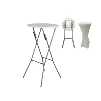 Outdoor Events Banquet Weddings White Round Tall Fold up Plastic Folding Cocktail Bar Table for Cocktail