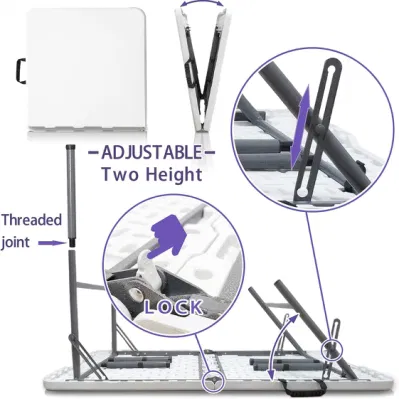  Adjustable Plastic Fold up Bar Tables Outdoor Picnic Portable Height Small Folded Table