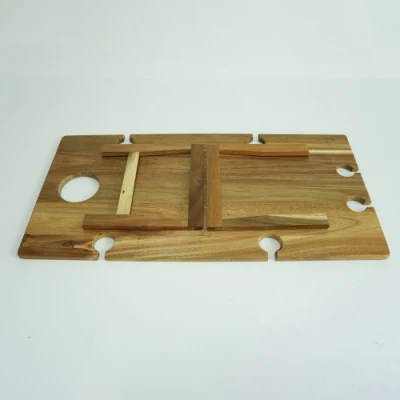  Large Portable Wooden Wine Picnic Table Folding Wood Picnic Table with 6 Wine Glasses Holder for Beech