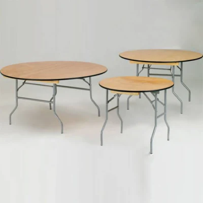 Banquet Events Circular Portable 48 Inch Folding Solid Wood Round Table for Dining