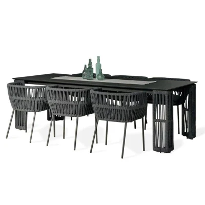 Outdoor Unique Creative Design Dining Table and Rattan Chairs Garden Furniture