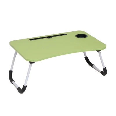 Wholesale Price Simple Style Adjustable Folding Computer Desks Portable Wooden Laptop Table with Card Slot Cup Holder