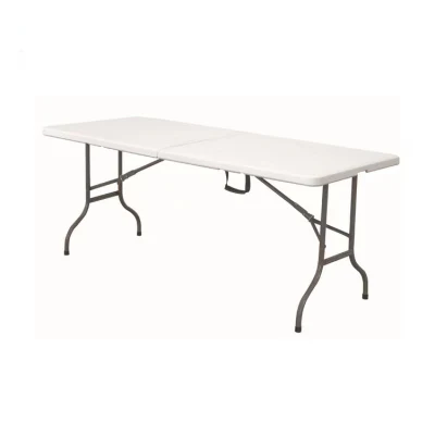 China Wholesale Outdoor/Restaurant/Home/Office Furniture 70 Inches White/Black PE Folding Table with Handle