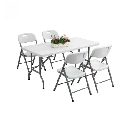 China Wholesale Outdoor/Restaurant/Home/Office Furniture 70 Inches White/Black PE Folding Table with Handle