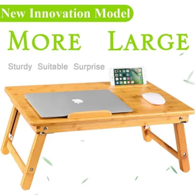  Laptop Desk Nnewvante Table Adjustable 100% Bamboo Foldable Breakfast Serving Bed Tray W&prime; Tilting Top Drawer