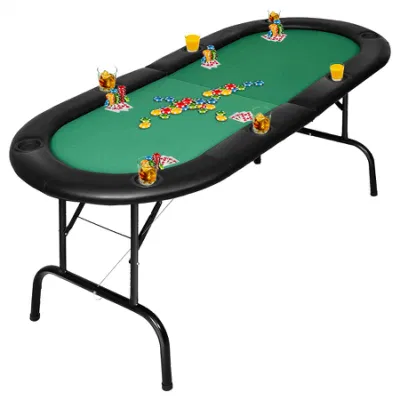 84 Inch Deluxe Folding Poker Table with Folding Steel Leg