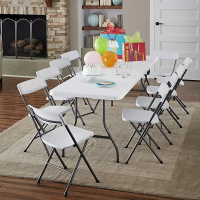  5FT 152cm Wholesale Picnic Party Metal Legs White Plastic Rectangular Folding Table
