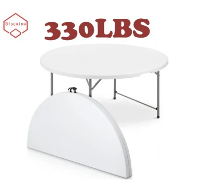  Portable 5 FT 60 Inch Outdoor Dinner Camping White Round Folding Table