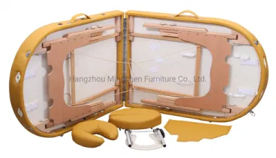  European Height Adjustable Oval Wooden Folding Massage Table for Beauty Salons