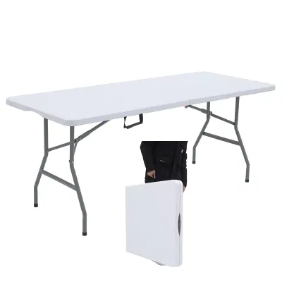 6FT 8FT White Outdoor Rectangular Garden Plastic Folding Table