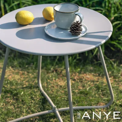 Outside Anti Rust Patio Furniture White Small Round Tea Coffee Table for Outdoor Leisure
