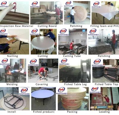  Metal Banquet Foldable Wooden Top Hotel Round Table Set, Banquet Table