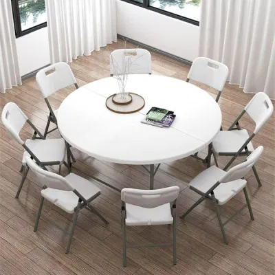 Portable 5 FT 60 Inch Outdoor Dinner Camping White Round Folding Table