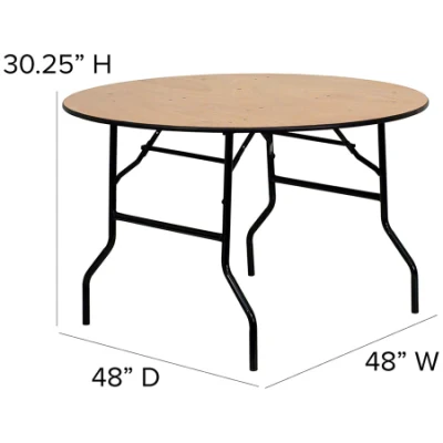 Banquet Events Circular Portable 48 Inch Folding Solid Wood Round Table for Dining