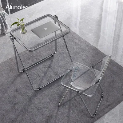 Vintage Deisgn Furniture Folding Side Table in Chrome and Plastic