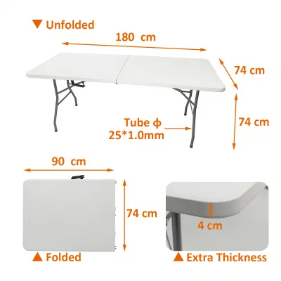 Factory Custom Metal Iron Legs Plastic Laptop 6 FT Folding Table