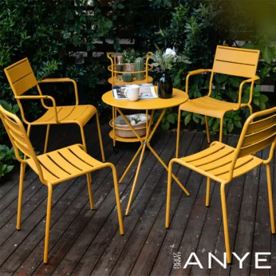 Restaurant Outside Furniture Waterproof Metal Dining Furniture Folding Table