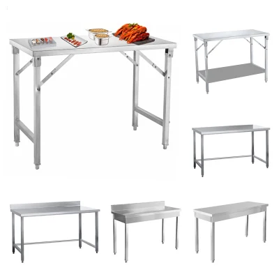 Restaurant Industrial Equipment Kitchen Foldable Work Table with Board
