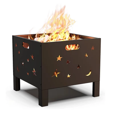 Wood Burning Camp Stove, Folding Cast Iron Camping Wood Stove with Carrying Case Portable for Backpacking Outdoor Cooking BBQ, Black